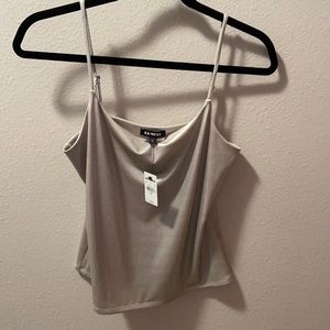 Express Body Contour Metallic Double Layer Scoop Neck Cami Medium